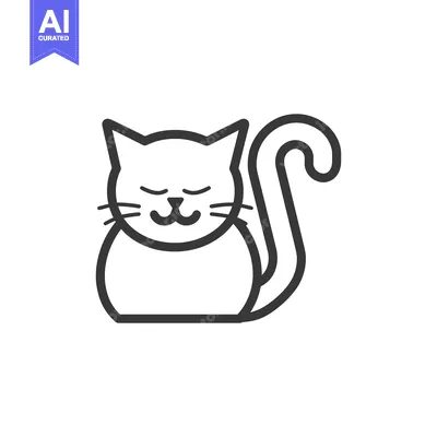 Aset desain premium: A Simple Outline Drawing Depicting a Relaxed Domestic Cat