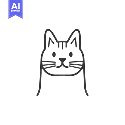 Premium design asset: A simplified minimalist line drawing of a domestic cat face