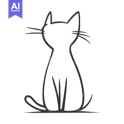 Premium design asset: A simple outlined illustration of a cat sitting still