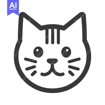 Premium design asset: A simplified graphic depiction of a cat face illustration