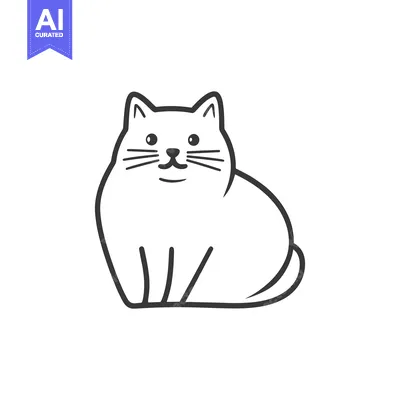 Premium design asset: A simplified illustration showing a white cat in sitting position