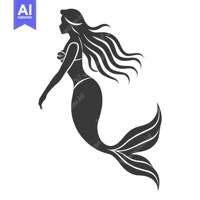 Popular premium asset: A beautiful mermaid silhouette floats gracefully with flowing long wav