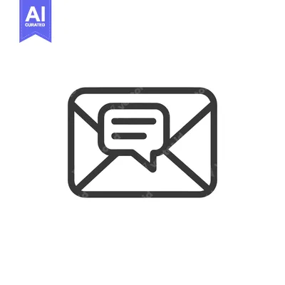 Aset desain premium: Simple Envelope Icon Featuring a Chat Bubble Overlayed Within Its Bord