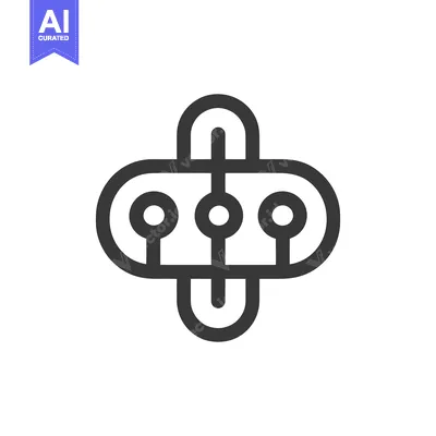 Aset desain premium: Abstract Connection Icon: Symmetrical Design with Rounded Elements on