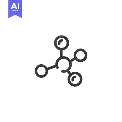 Aset desain premium: Minimalist Molecule Icon: Scientific Structure on White Background
