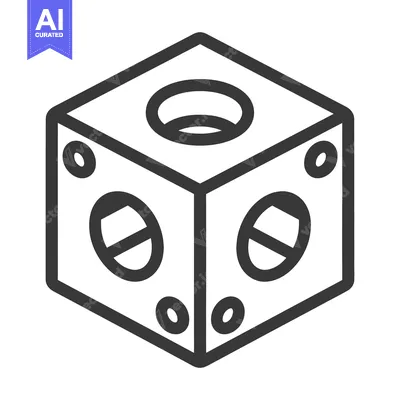 Aset desain premium: A three dimensional cube shape with different circular patterns