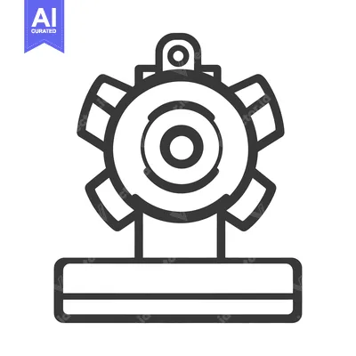 Aset premium populer: A detailed graphic icon showing cogwheel mechanical gear design