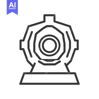 Aset premium populer: A simple black and white illustration of an underwater diving helmet