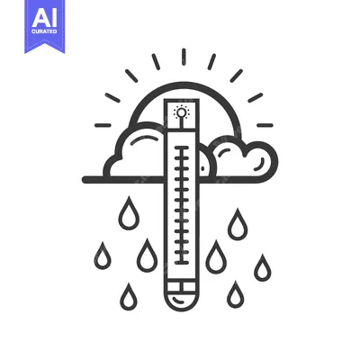 Aset premium populer: A meteorological illustration showing weather elements and temperature