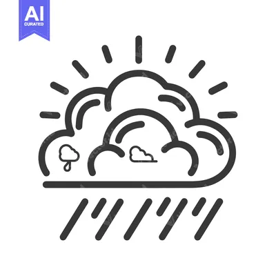 A graphical representation of weather with clouds and raindrops