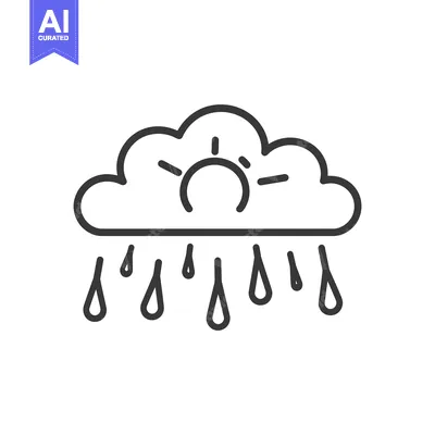 Aset premium populer: The illustration depicts rain falling from behind a cloud and sun