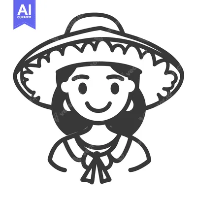 Premium design asset: A smiling woman wearing a wide brimmed hat is shown here