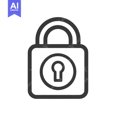 Aset desain premium: Bold Outline of a Padlock Icon on White Background