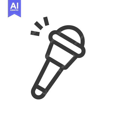 Aset premium populer: Bold Microphone Icon with Sound Waves, Dark Gray on White