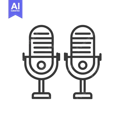Aset premium populer: Dual Microphone Icon: Bold Outline, Podcast Recording, Audio Equipment