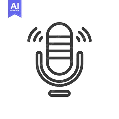 Aset premium populer: Minimalist Microphone Icon with Sound Waves, Isolated on White Backgro