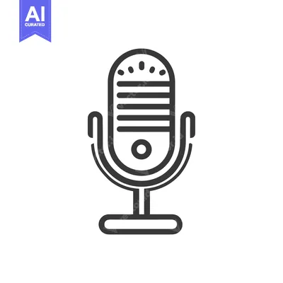 Aset premium populer: Retro Microphone Icon: Bold Line Art for Audio Recording and Broadcast