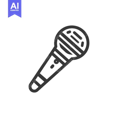 Aset desain premium: Sleek Microphone Icon: Bold Outline, Modern Design, Audio Technology