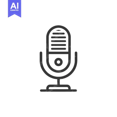 Aset desain premium: Minimalist Microphone Icon: Clean Line Art Design on White Background