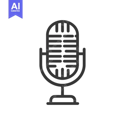 Aset desain premium: Retro Microphone Icon: Bold Outline, Studio Equipment, Podcast Symbol