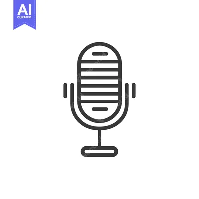 Retro Microphone Icon: Bold Line Art for Audio Recording and Broadcast