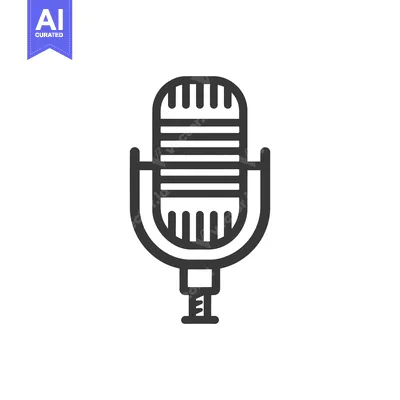 Aset premium populer: Retro Microphone Icon: Bold Line Art for Audio Recording and Broadcast