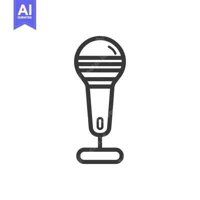 Aset desain premium: Sleek Microphone Icon: Bold Lines, Modern Design, Audio Technology