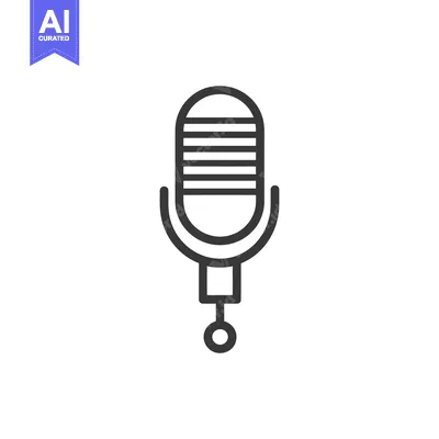 Aset desain premium: Minimalist Microphone Icon: Clean Line Art for Audio Recording