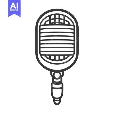 Popular premium asset: A vintage microphone rendered in a simple black and white style