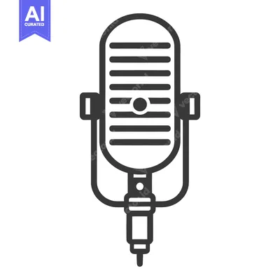 Download An illustrated image depicts a vintage microphone design outline Vector Graphic