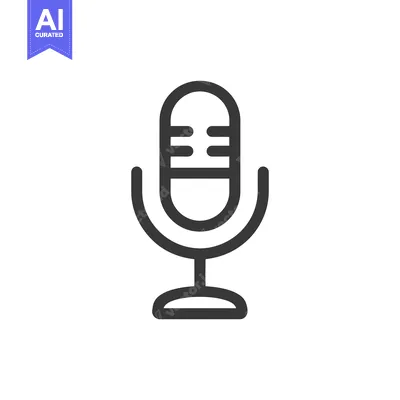 Aset premium populer: Minimalist Microphone Icon: Bold Outline on White Background, Audio Re