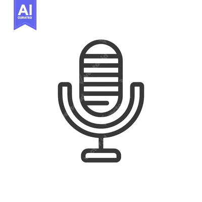 Aset premium populer: Minimalist Microphone Icon: Bold Line Art on White Background