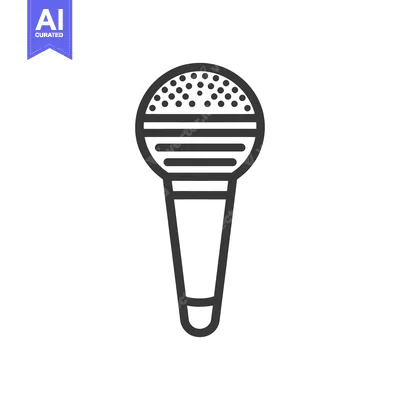 Aset premium populer: Minimalist Microphone Icon with Bold Lines and Circular Pattern Design