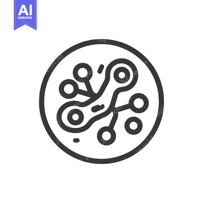 Minimalist Molecule Icon: Circular Design with Connected Spheres and L