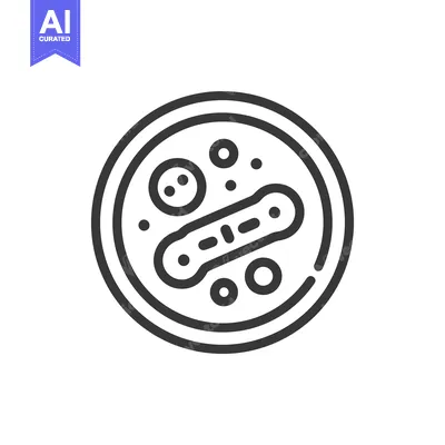 Petri Dish Icon: Microscopic Life Forms in Bold Outline Style
