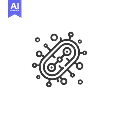 Stylized Virus Icon: Detailed Line Art Representation on White Backgro