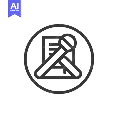 Aset desain premium: Microphone and Paper Document in a Circular Frame