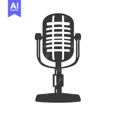 A Classic Vintage Microphone Presented in Silhouette Style