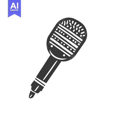 Premium design asset: A simple monochrome illustration of a vintage style microphone