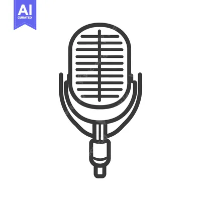 Premium design asset: An isolated black and white drawing of a classic microphone