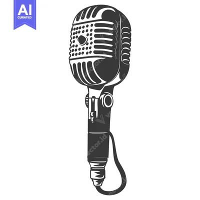 Popular premium asset: An illustration featuring a vintage style microphone in monochrome
