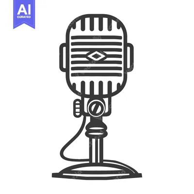 Aset premium populer: Vintage Microphone Illustration Depicting Sound Recording Equipment in