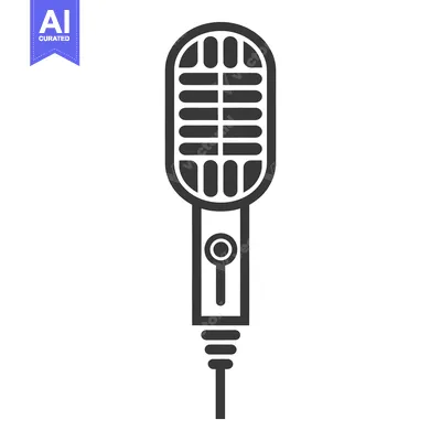 Premium design asset: A stylized black and white microphone on a white background