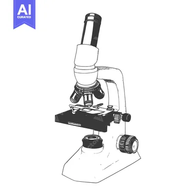 Aset desain premium: A detailed illustration of a scientific microscope in a laboratory