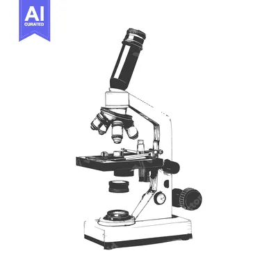 Popular premium asset: A detailed line drawing of an optical laboratory microscope