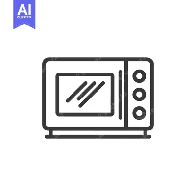 Aset premium populer: Modern Microwave Oven Icon with Three Control Buttons, Outline Style