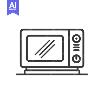 Aset desain premium: Minimalist Microwave Icon: Modern Kitchen Appliance Outline Design