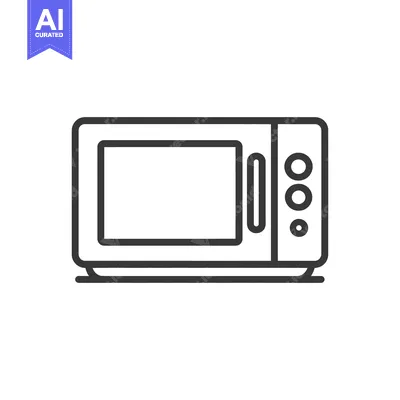 Modern Microwave Oven Outline Icon, Kitchen Appliance, Minimalist Desi