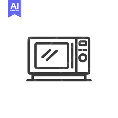 Modern Microwave Oven Icon, Kitchen Appliance Outline Design