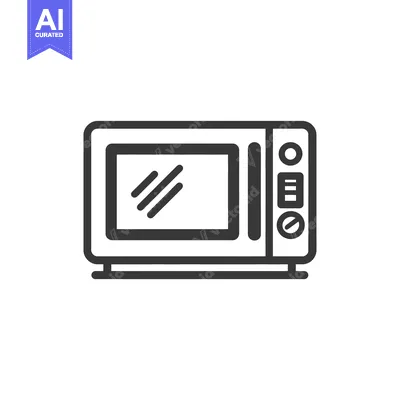 Aset premium populer: Minimalist Microwave Icon: Clean Line Art Illustration on White